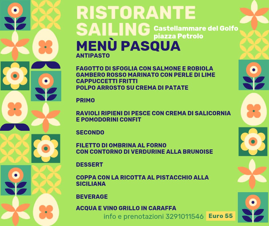 menu pasqua castellammare del golfo ristorante sailing 